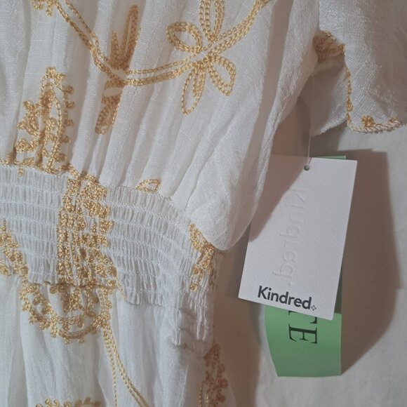 NWT Anthropologie Kindred Petite Women's Maxi Dress White Embroidery Size PL - Picture 10 of 16